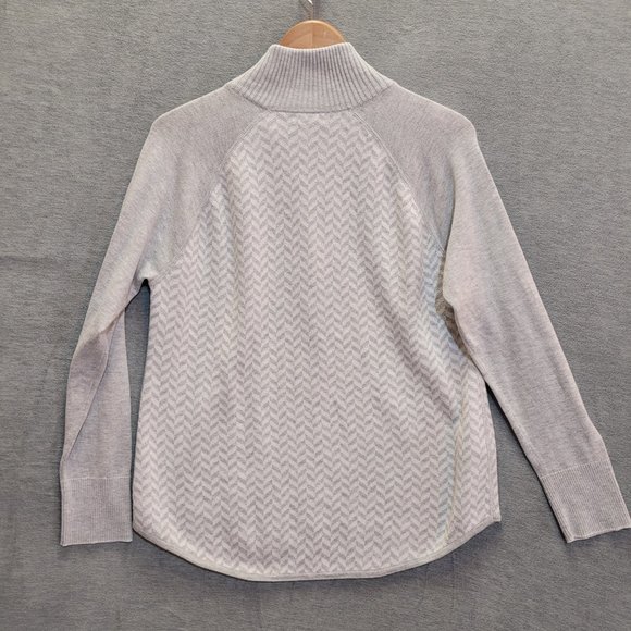 COPY - Eddie Bauer Top Women Large Sweater Quarter Zip Long Sleeve Grey - Picture 10 of 11
